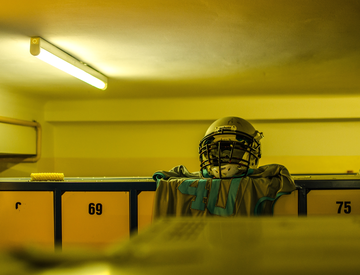 Jersey draped over lockers